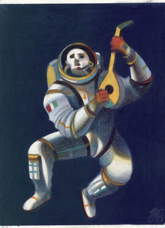 En vente - Lorenzo Mattotti, Cosmonaute troubadour - Illustration originale