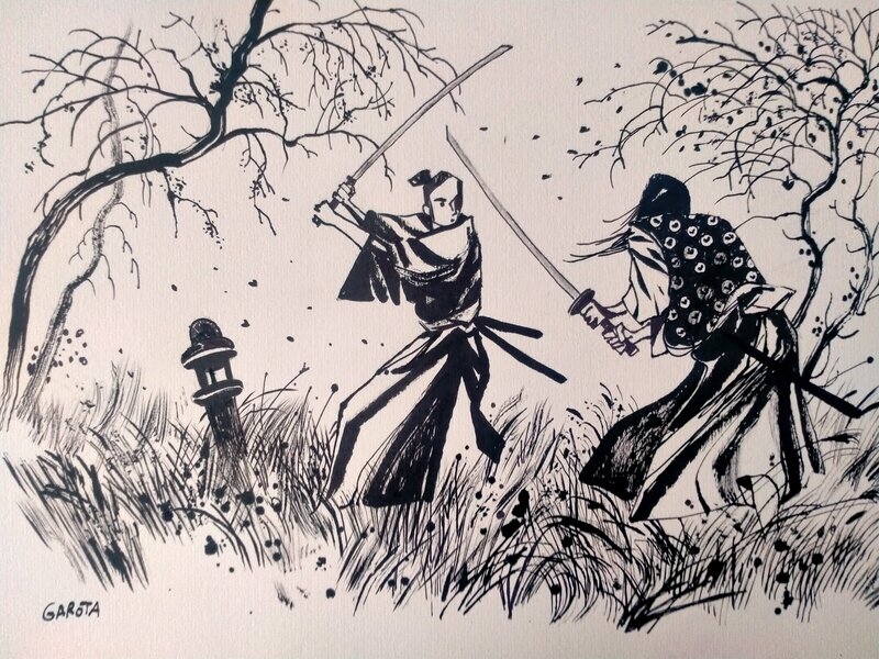 En vente - Duel dans le vent par Garota Davide - Illustration originale