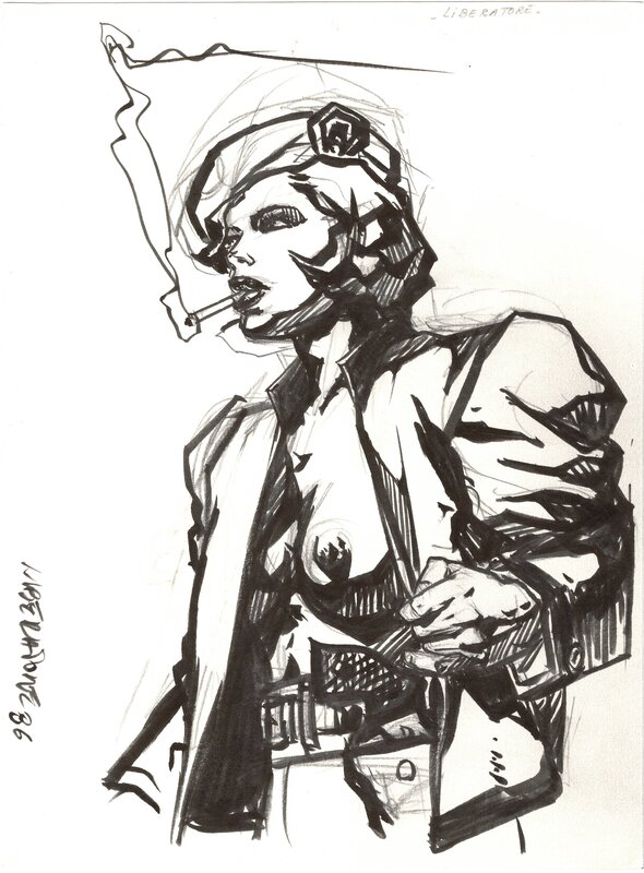 For sale - Tanino Liberatore - une combattante avec basque - Sketch