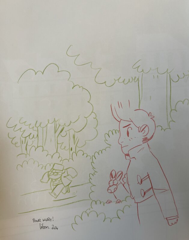 Dedicace Spirou par Libon - Planche originale