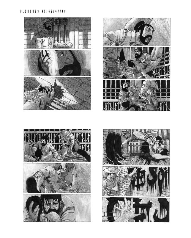 For sale - Philippe Bringel, Planche  Blackfoot  scène complète 45/46/47/48 - Comic Strip