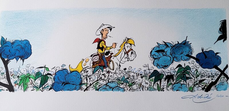 Achdé, Lucky Luke, un cowboy dans le coton - Illustration originale