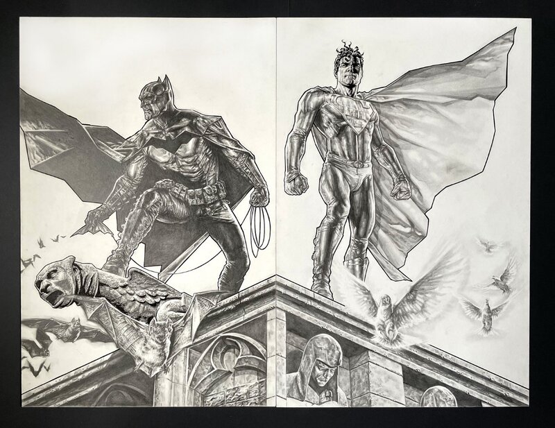 En vente - Lee Bermejo Batman Gotham Knights 50 cover and Superman tryout - Couverture originale