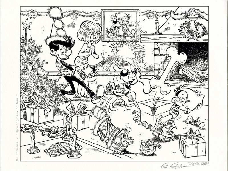 En vente - Gil Formosa, BOULE et BILL Noel ! - Illustration originale