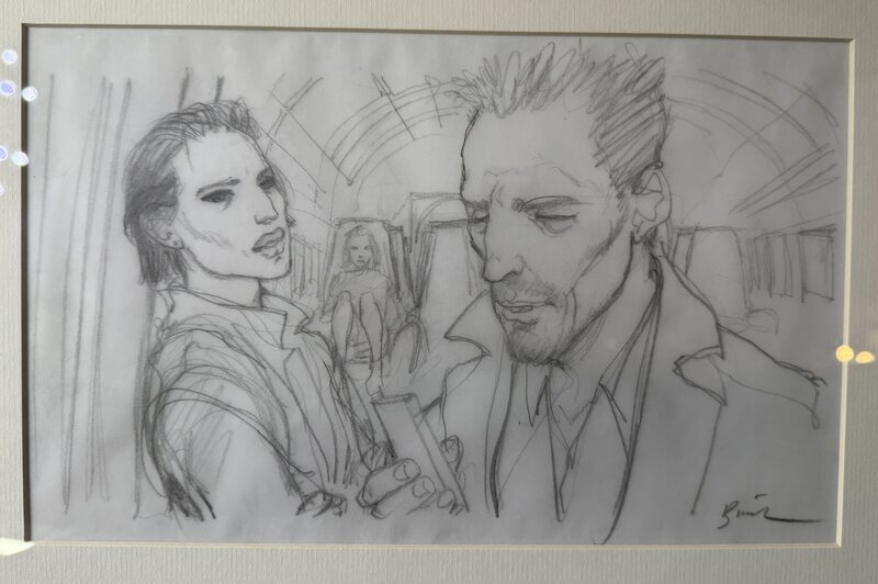 En vente - Enki Bilal, Scene avec 2 personnages - Illustration originale