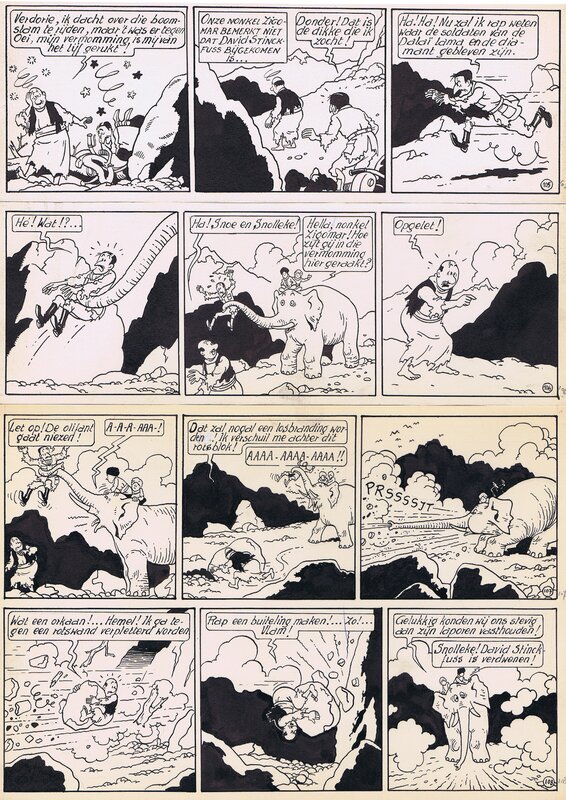 Bob De Moor, Nonkel Zigomar, Snoe en Snolleke - De Blauwe vinger - originele pagina - Comic Strip