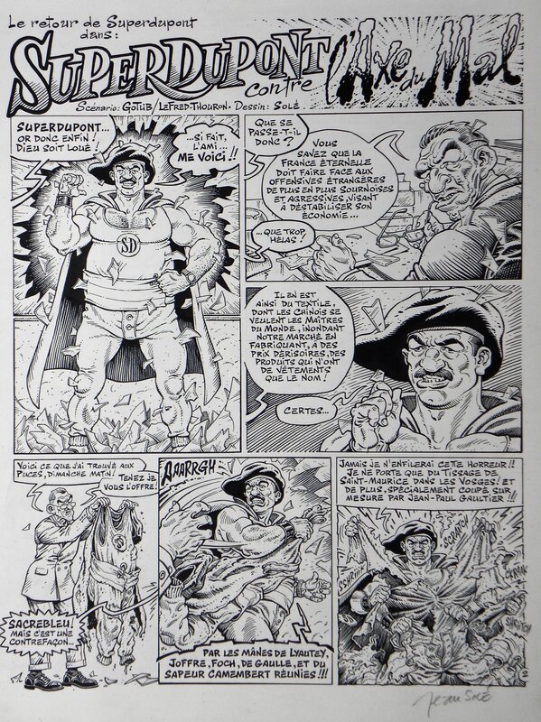 En vente - Superdupont –  » Pourchasse l’ignoble !  » – Page 2 – Jean Solé - Planche originale