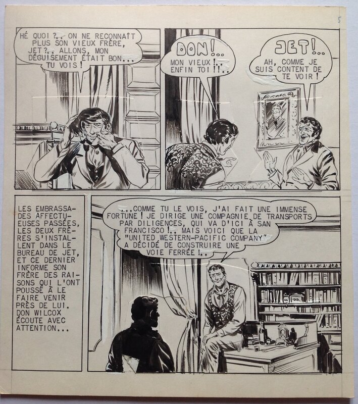For sale - Fergal, Gallieno FERRI, Atelier Chott, Fergal (Gallieno Ferri - Atelier Chott) Kid Colorado Planche Originale 5 Cow boy masque , petit format RANCHO SPECIAL 13 Bd 1958 - Comic Strip