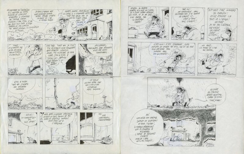 Frédéric Jannin, André Franquin, Yvan Delporte, 1983 - Arnest Ringard et Augraphie - Planche originale