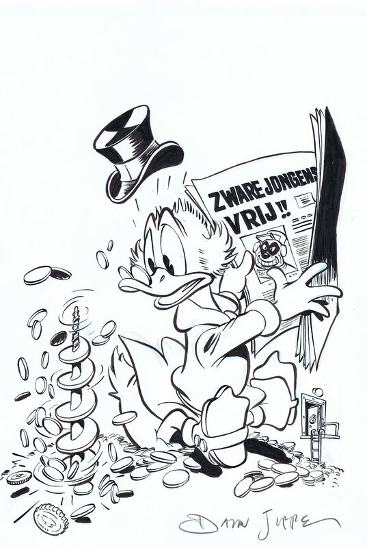 Daan Jippes, Donald Duck cover 2019 Zware jongens vrij - Couverture originale