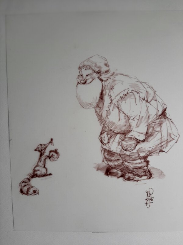En vente - Peter De Sève, Scrat et le père Noël - Planche originale