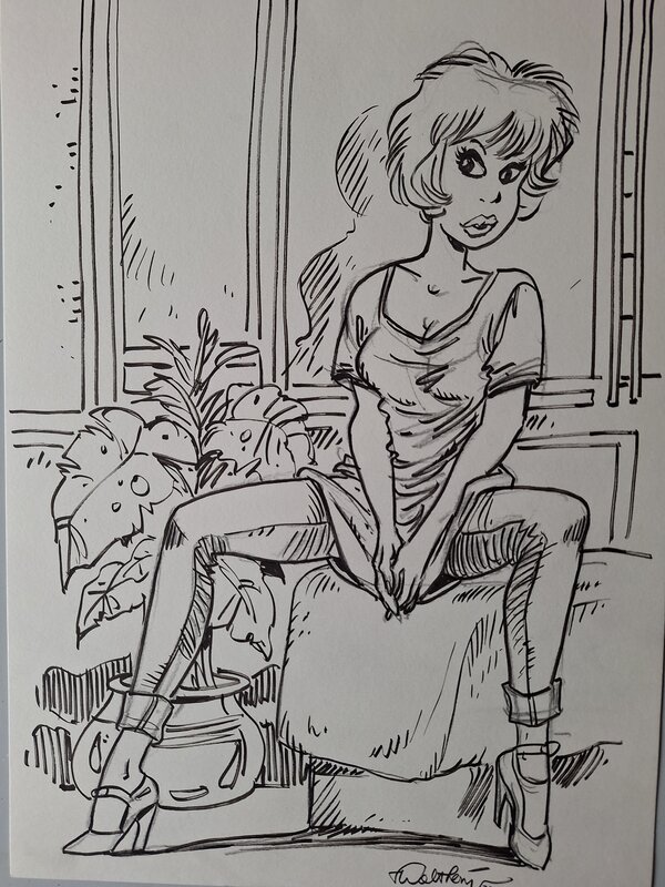 Natacha en jean by François Walthéry - Original Illustration