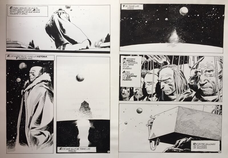 Breccia Enrique, El Extranjero, Lo Perfecto Imperfecto, chapitre 5, diptyque des planches n°12&13, Skorpio#896, 1993. - Planche originale
