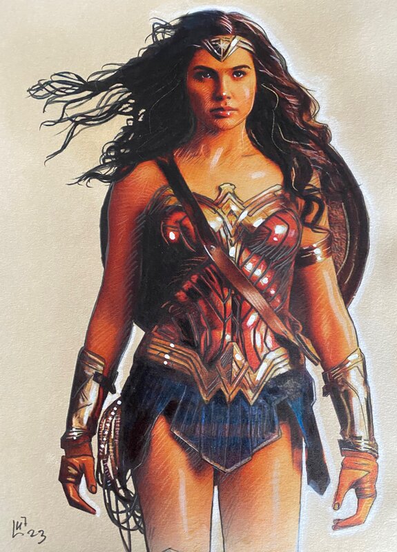 Fabrice Le Hénanff, illustration originale, Wonder Woman. - Illustration originale
