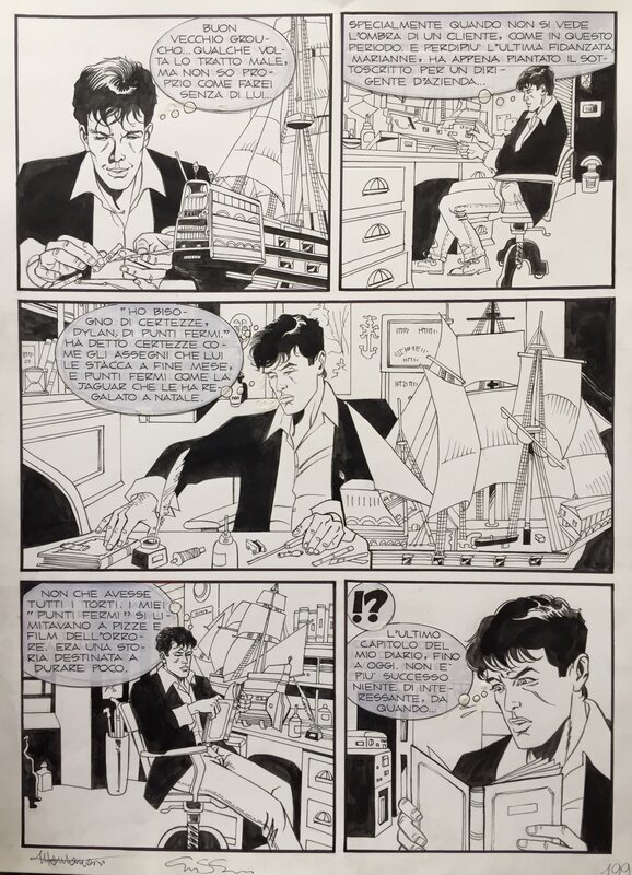 Giuseppe Montanari, Ernesto Grassani, Alessandra Baletti, Tiziano Sclavi, Pasquale Ruju, Dylan Dog Maxi#6, Futuro Imperfetto. - Planche originale