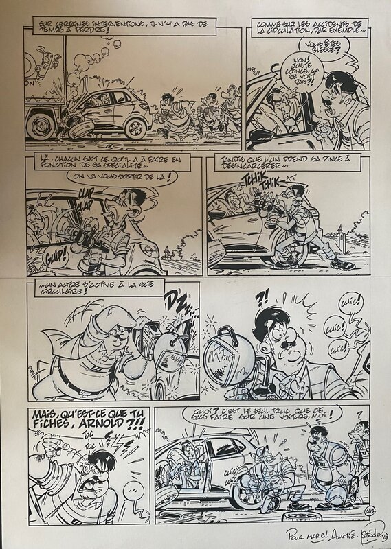 Stédo, planche originale, Les Pompiers. - Comic Strip