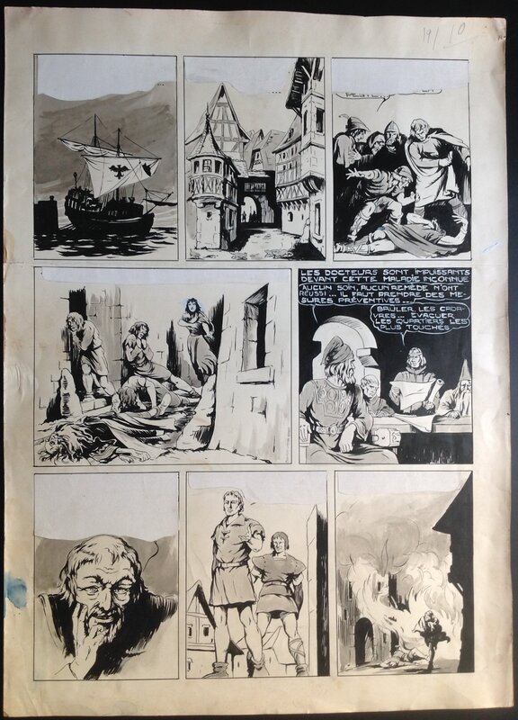 For sale - Charlas Bertrand (Atelier Chott) Robin des Bois 19 Planche Originale 10 Duel à Minuit ,Lavis & Encre de Chine 1949 - Comic Strip