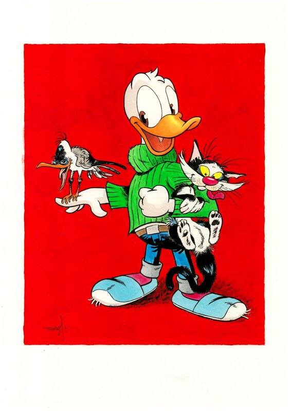 En vente - Jordi Juan, Hommage de Donald Duck à Gaston Lagaffe