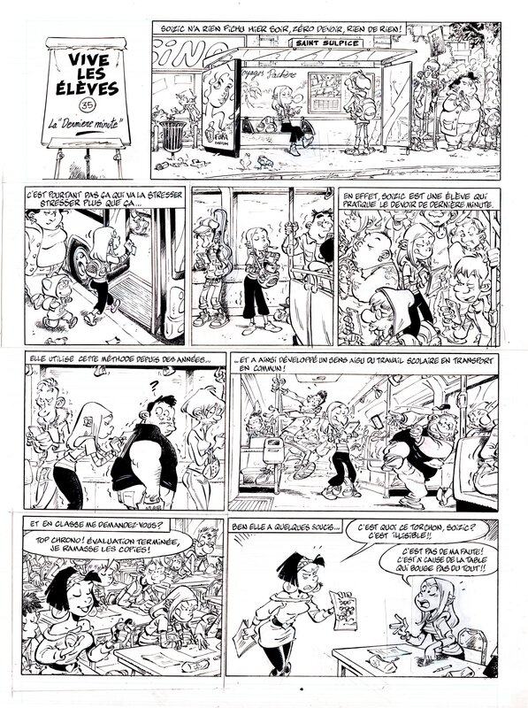 Les profs, gag bus par Simon Léturgie - Planche originale