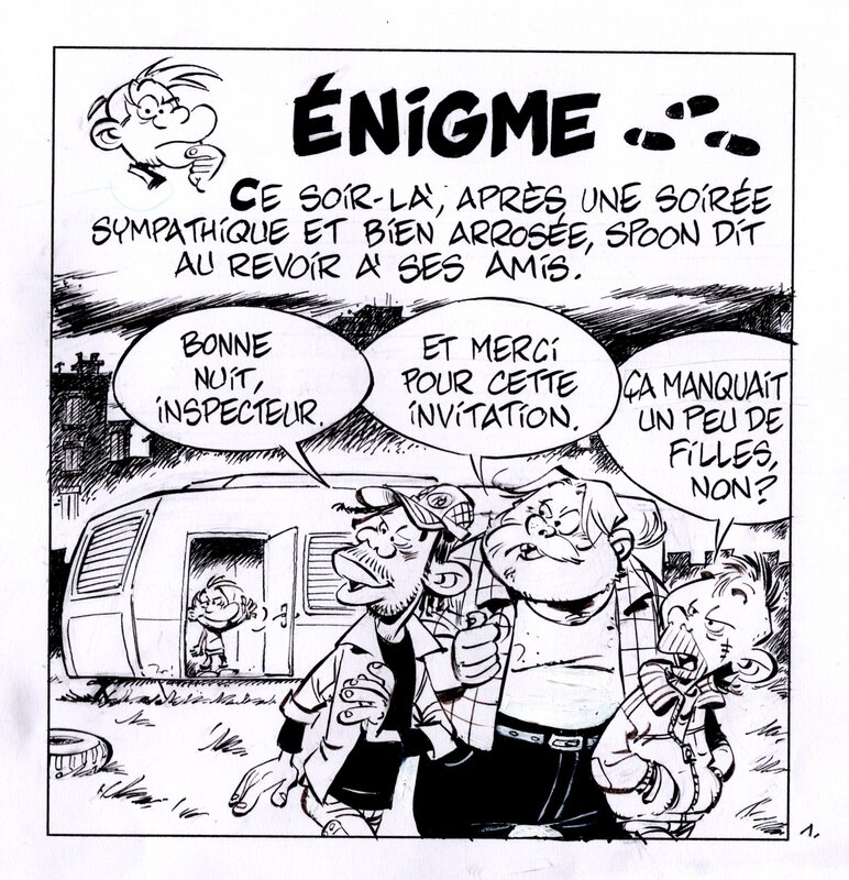 Simon Léturgie, Spoon & White, enigme lot de 4 pages - Comic Strip