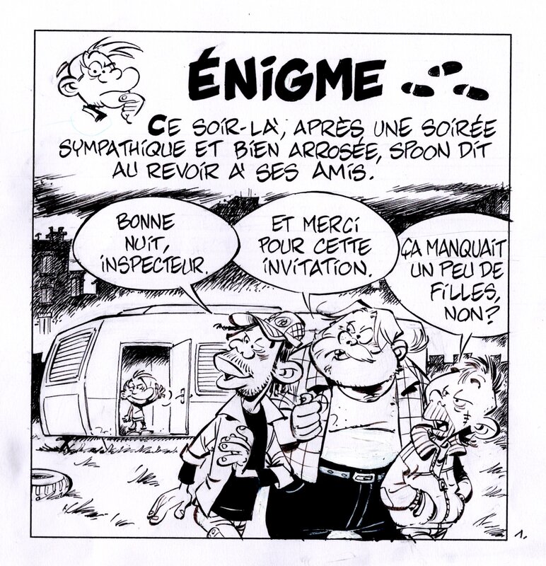 Simon Léturgie, Spoon & White, enigme lot de 4 pages - Planche originale