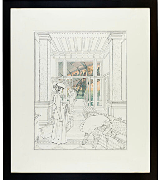 François Schuiten, La Maison Autrique - le Départ - Illustration originale