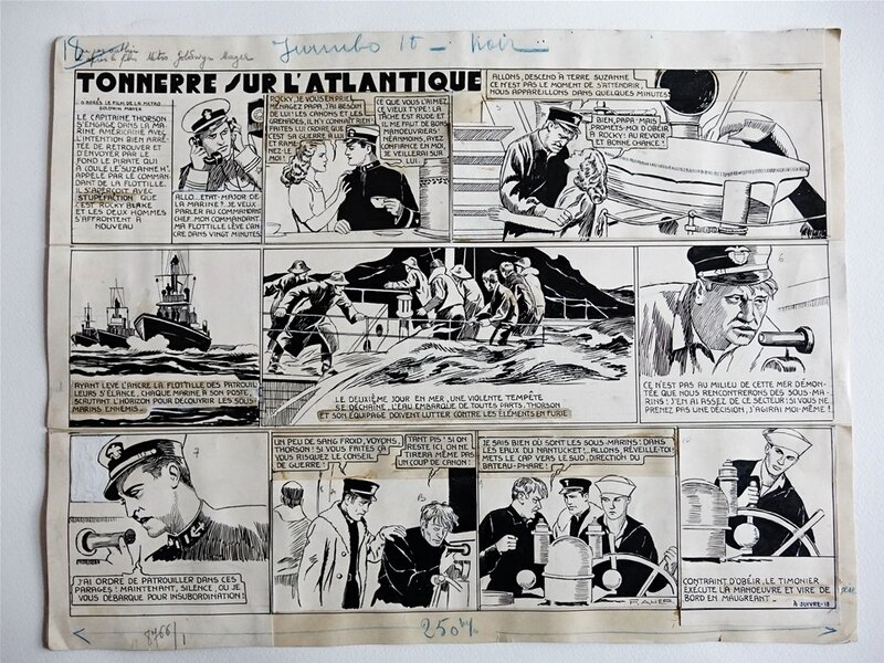 Propagande Régime de Vichy 1940, 1/3 Tonnerre sur l'atlantique, planche originale 18 par F.AUER - Comic Strip