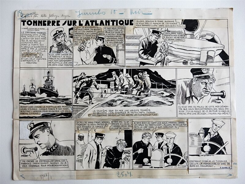 Propagande Régime de Vichy 1940, 1/3 Tonnerre sur l'atlantique, planche originale 18 par F.AUER - Planche originale