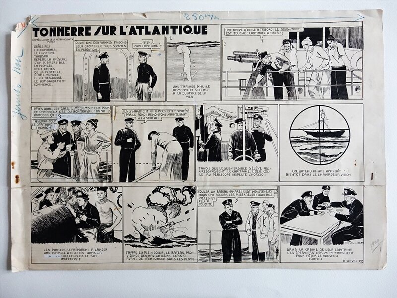 Propagande Régime de Vichy 1940, 3/3 sur l'atlantique, planche originale 20 par F.AUER - Planche originale