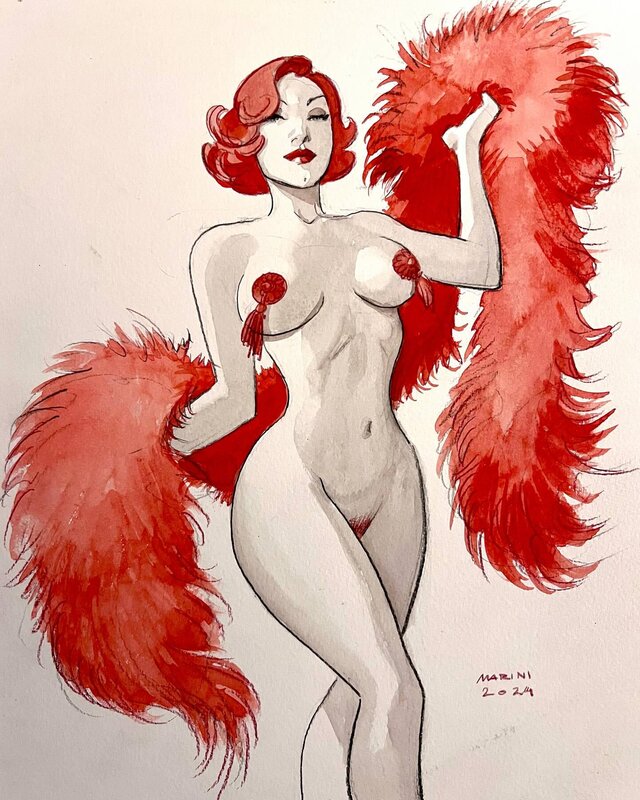 Caprice et son boa par Enrico Marini - Illustration originale