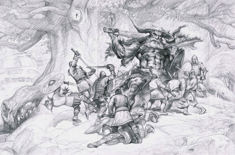 Petar Meseldžija, Giant Velles defends the old Oak Tree - Illustration originale