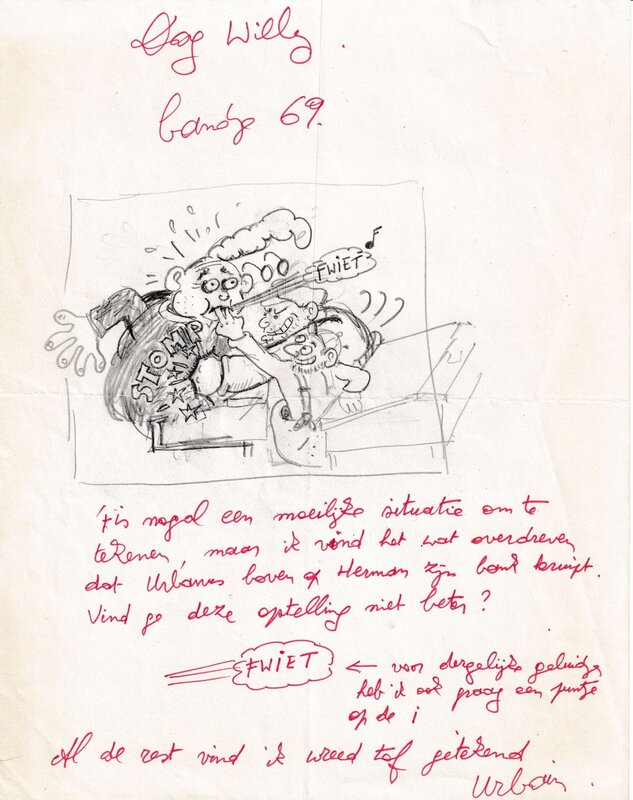 Urbanus, Urbain Servranckx, Urbanus brief/schets ambras in de klas - Sketch