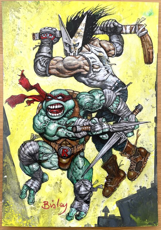 En vente - Bisley - TMNT painting - Planche originale