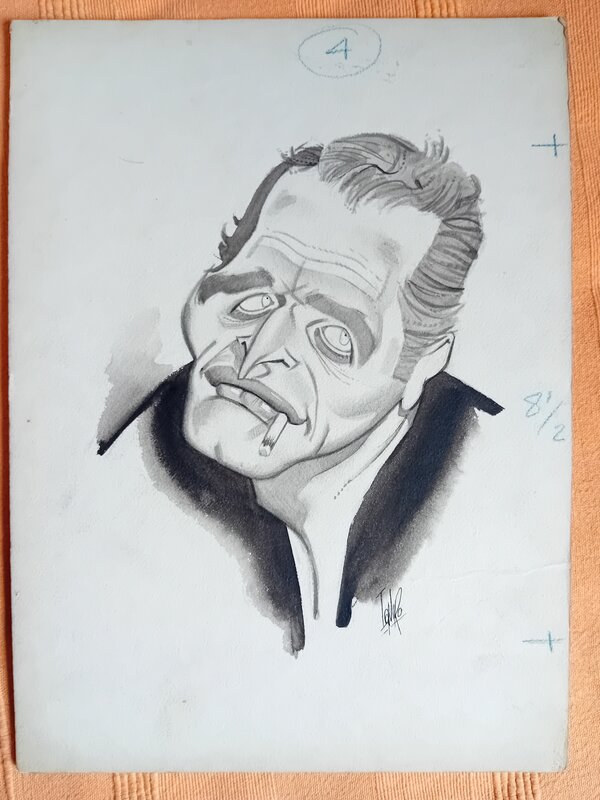 Abel Ianiro, Ilustracion. Caricatura Kirk Douglas. Rico Tipo 886 - Original Illustration