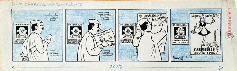 Mary, Jean Blondeau, Mlle Cabriole est très collante - Planche originale