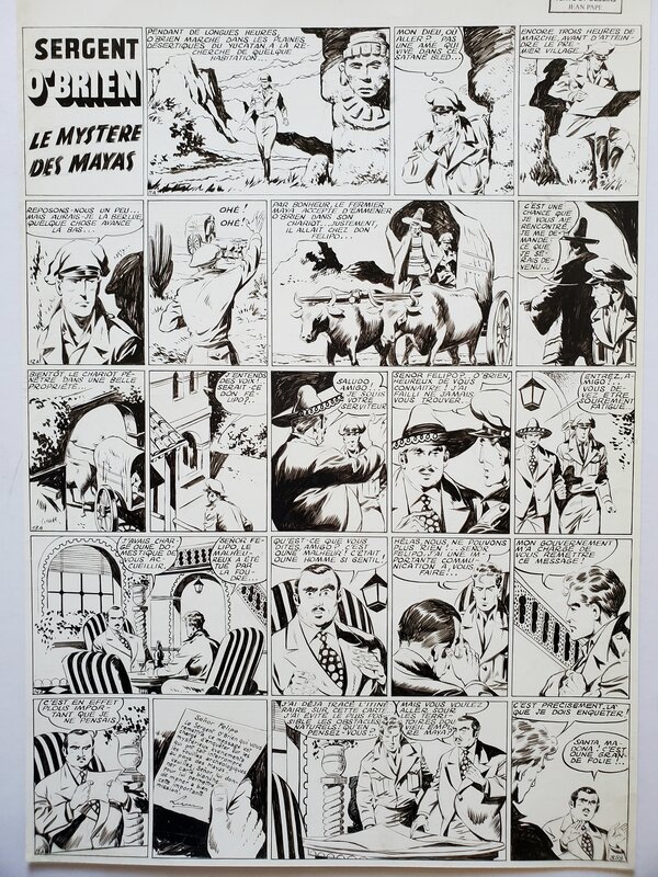 Jean Pape, SERGENT O'BRIEN  : LE MYSTERE DES MAYAS - Planche originale