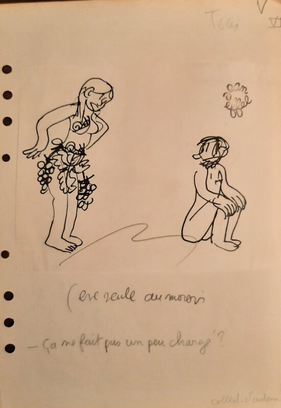 Essayage au paradis par Jean Effel - Illustration originale