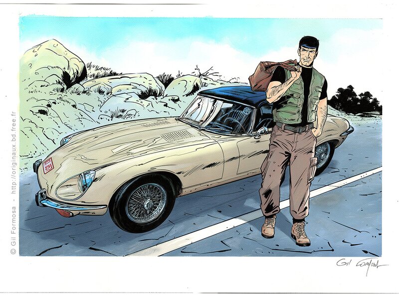 Gil Formosa, Bob Morane - Jaguar Type E - Original Illustration