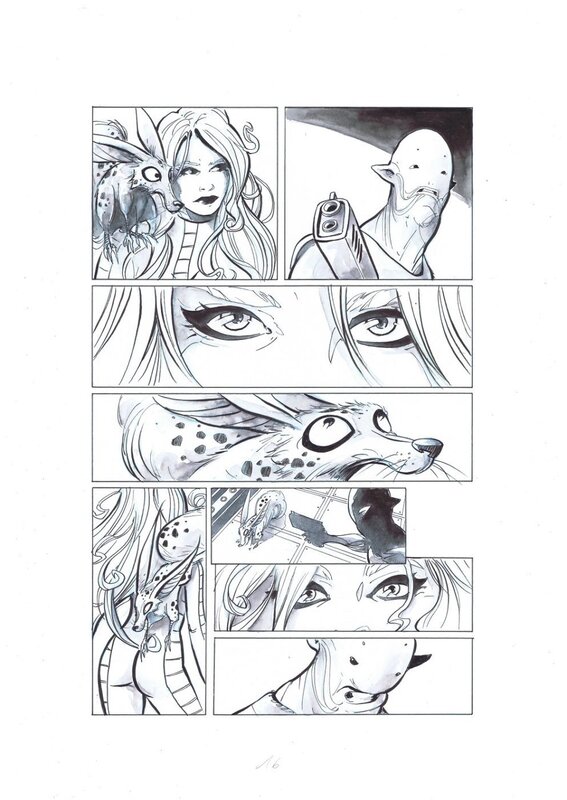 En vente - Tomasso Bianchi, Jean-Claude Forest, Sarah Hoyt, Bianchi, Barbarella Vol 2 #6, the architect of her destiny, planche n°16, 2021. - Planche originale