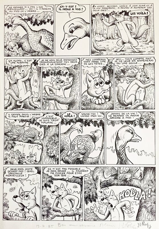 Jean-Louis Pesch, Maurice Cuvillier, Pesch, Sylvain et Sylvette#21, Le sauvetage de Sidonie, planche n°8, 1978. - Planche originale
