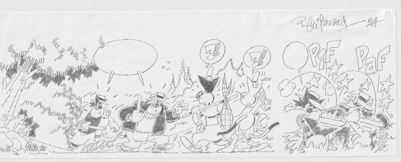 Pierre Guilmard, Rasepoil et Minigrain - Strip - Illustration originale