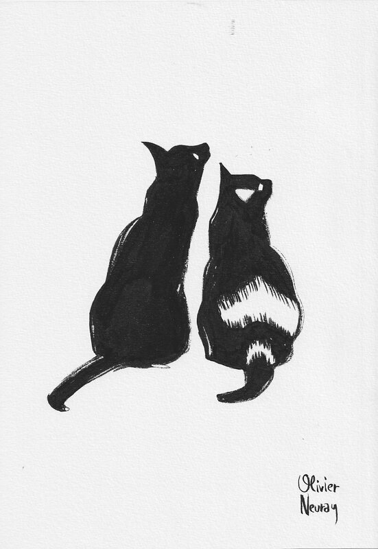 Chats étude 1 par Olivier Neuray - Illustration originale