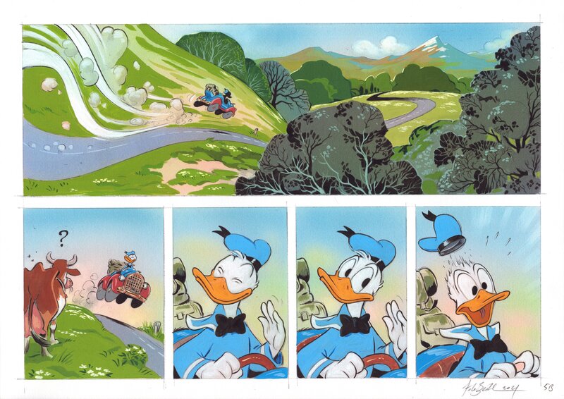 En vente - Federico Bertolucci, Frédéric Brrémaud, Les Vacances de Donald - Planche originale