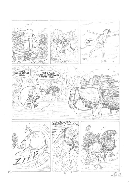 En vente - Léonard Chemineau, La Bibliomule de Cordoue - planche 66 - Planche originale