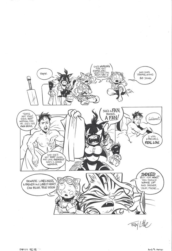Troy Little, Kevin Eastman, Drawing Blood #2 ft the Radically Rearranged Ronin Ragdolls / Troy Little & Kevin Eastman TMNT - Planche originale