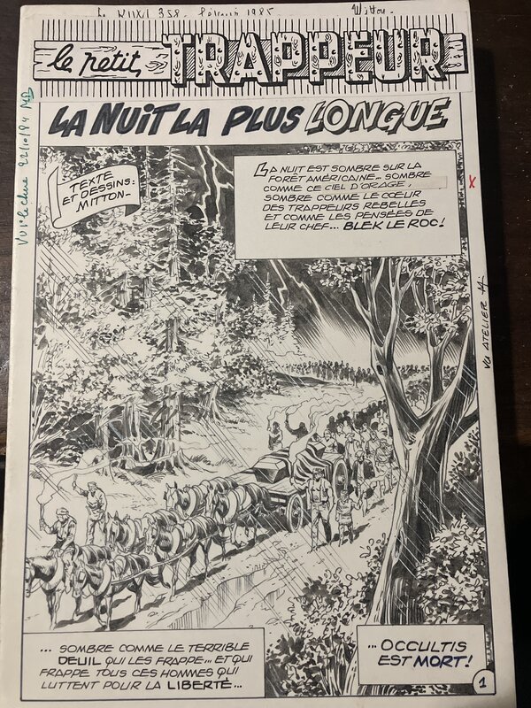 Jean-Yves Mitton, Page de titre BLEK la nuit la plus longue : occultis est mort ! - Planche originale