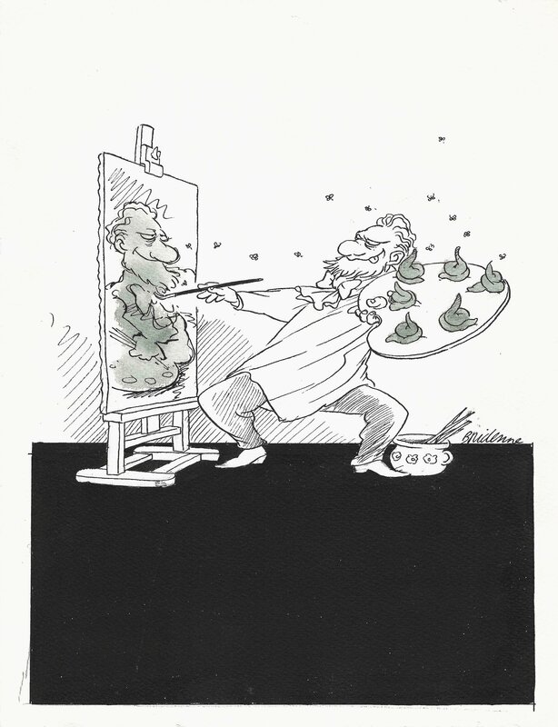 Michel Bridenne, Peinture à base d'excréments | cartoon - gag - Illustration originale