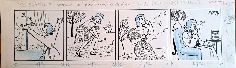 Mary, Jean Blondeau, Mlle Cabriole prend le printemps en grippe - Planche originale