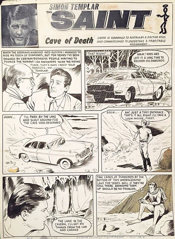 Salvador, Simon Templar the Saint, Cave of Death, page de titre, 1969. - Comic Strip