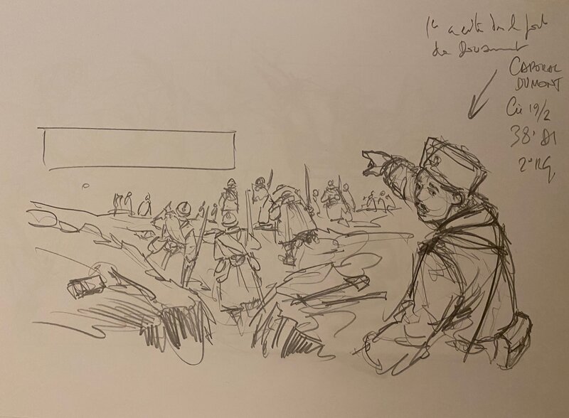 Stéphan Agosto, croquis original, monté à l'assaut, 